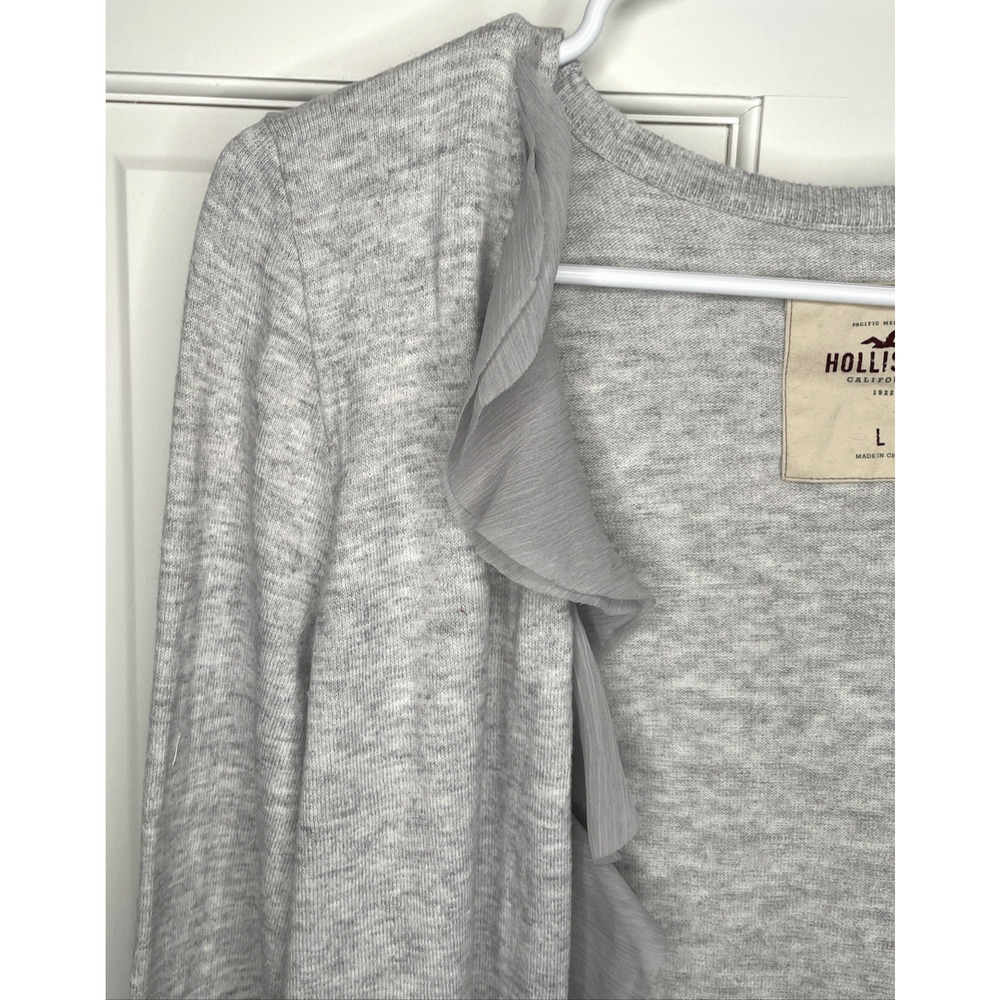 Hollister Y2K Women's Ruffle Open Front Cardigan Sweater Sz L 90s Preppy Girly - Picture 4 of 14